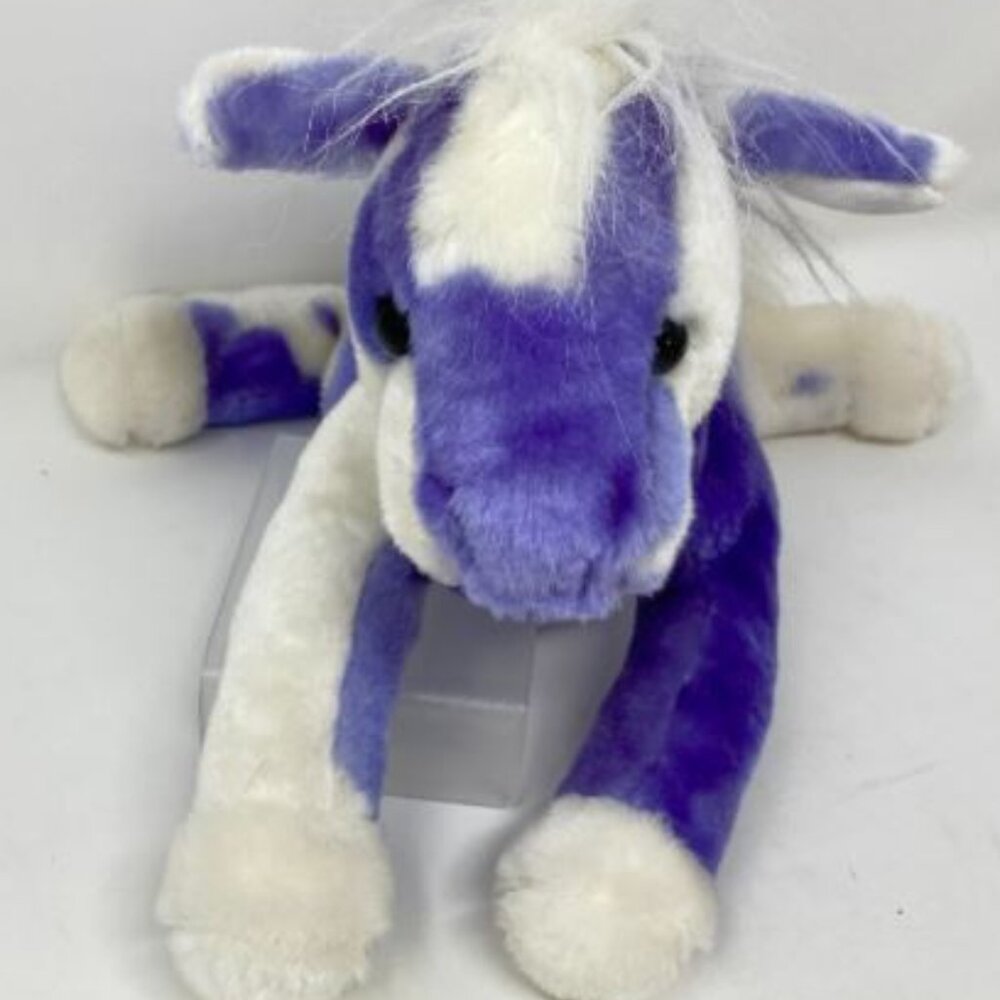 2002 Wishpets Sandy Horse Plush Purple White Animal 13”